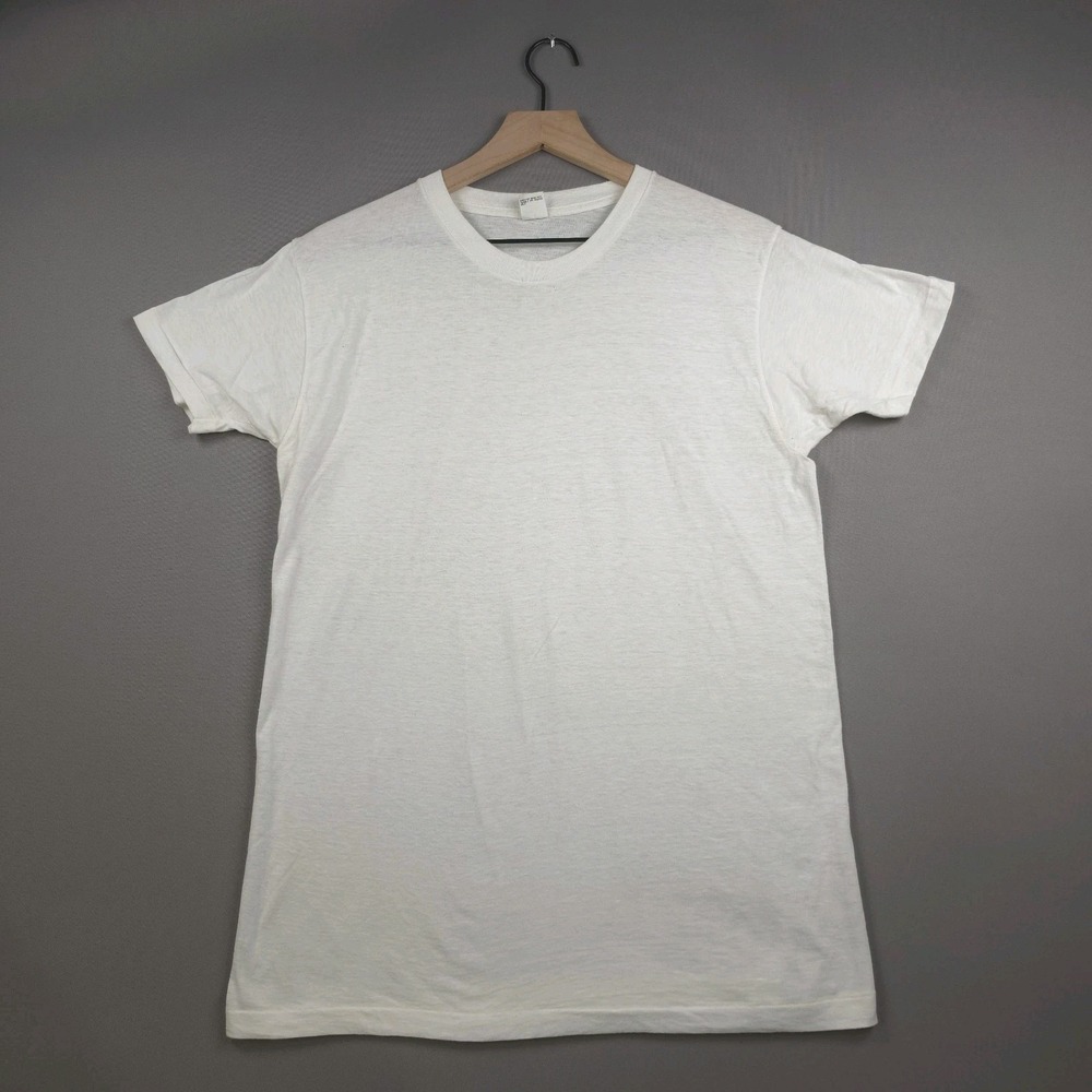 Vintage 60s Mayo Spruce Blank White T Shirt Mens Large Single Stitch Made in USA